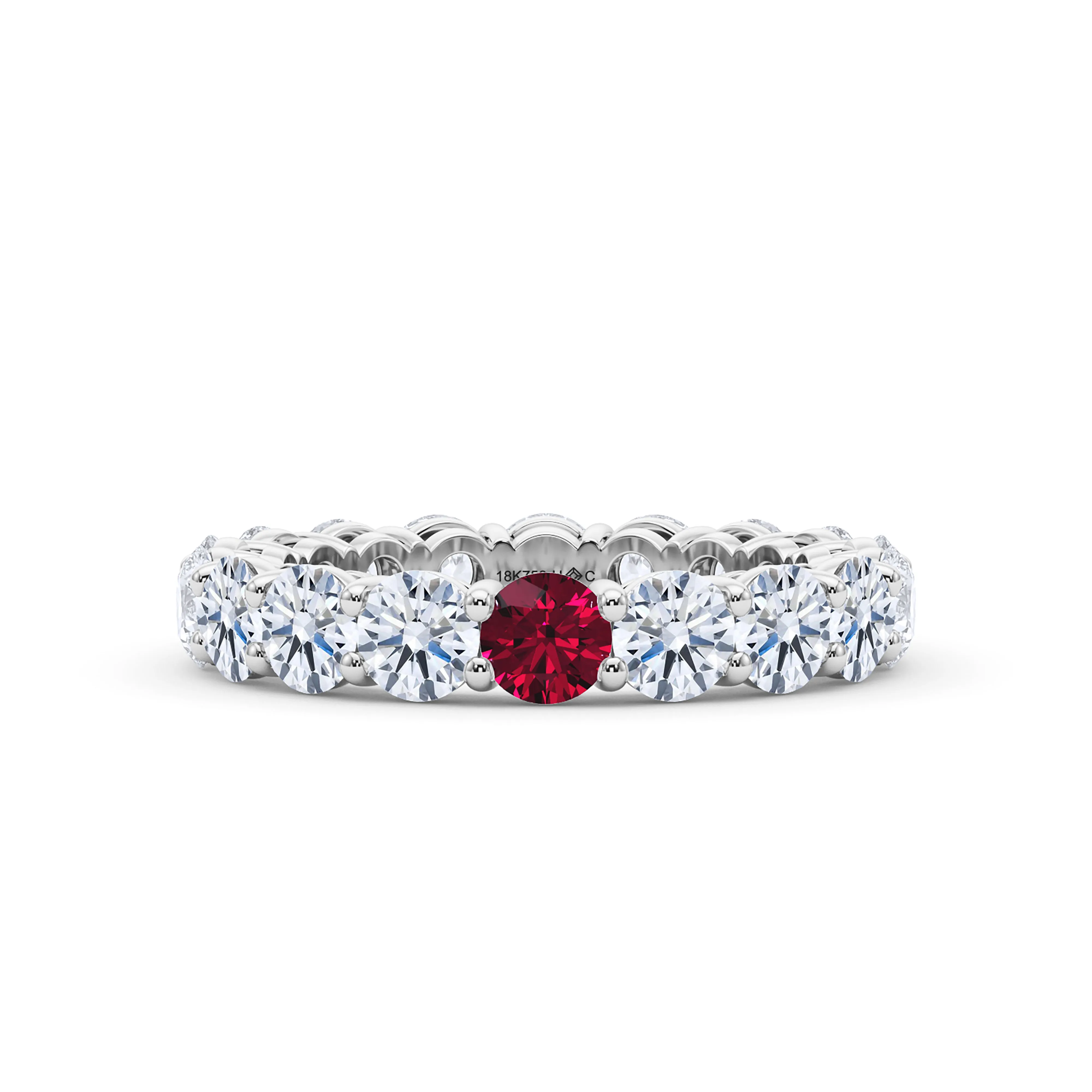 Round Cut Diamond & Birthstone Eternity Band