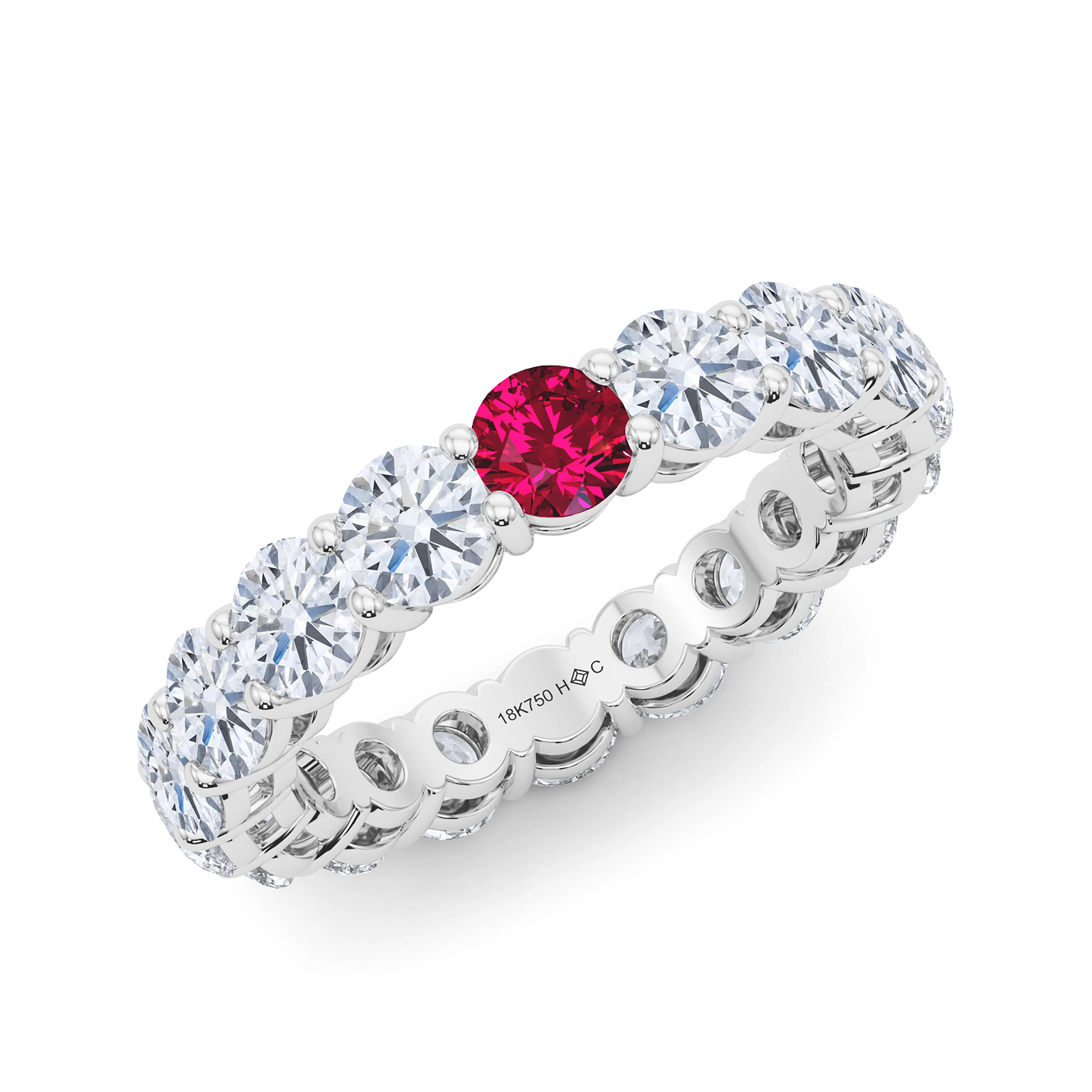 Round Cut Diamond & Birthstone Eternity Band