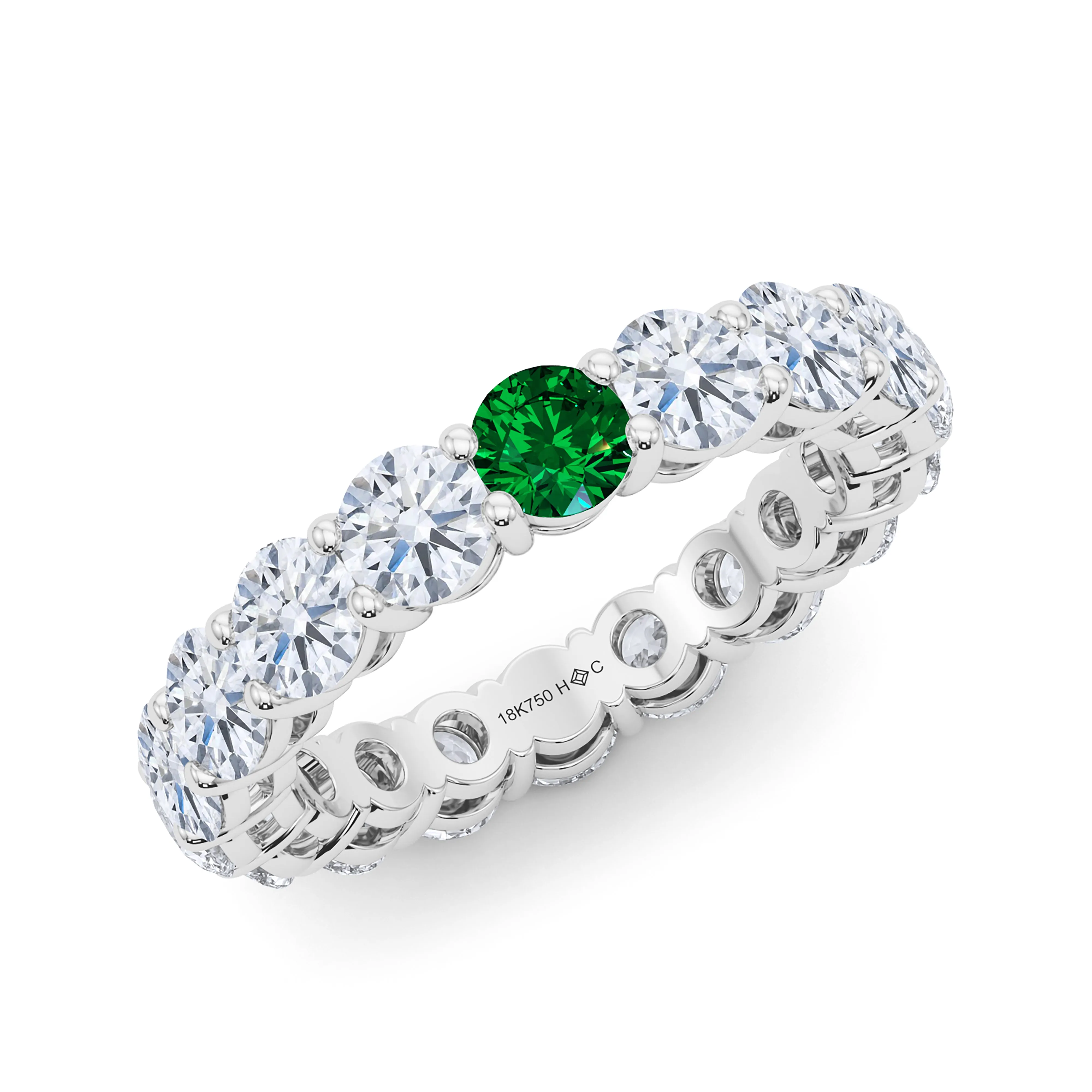 Round Cut Diamond & Birthstone Eternity Band