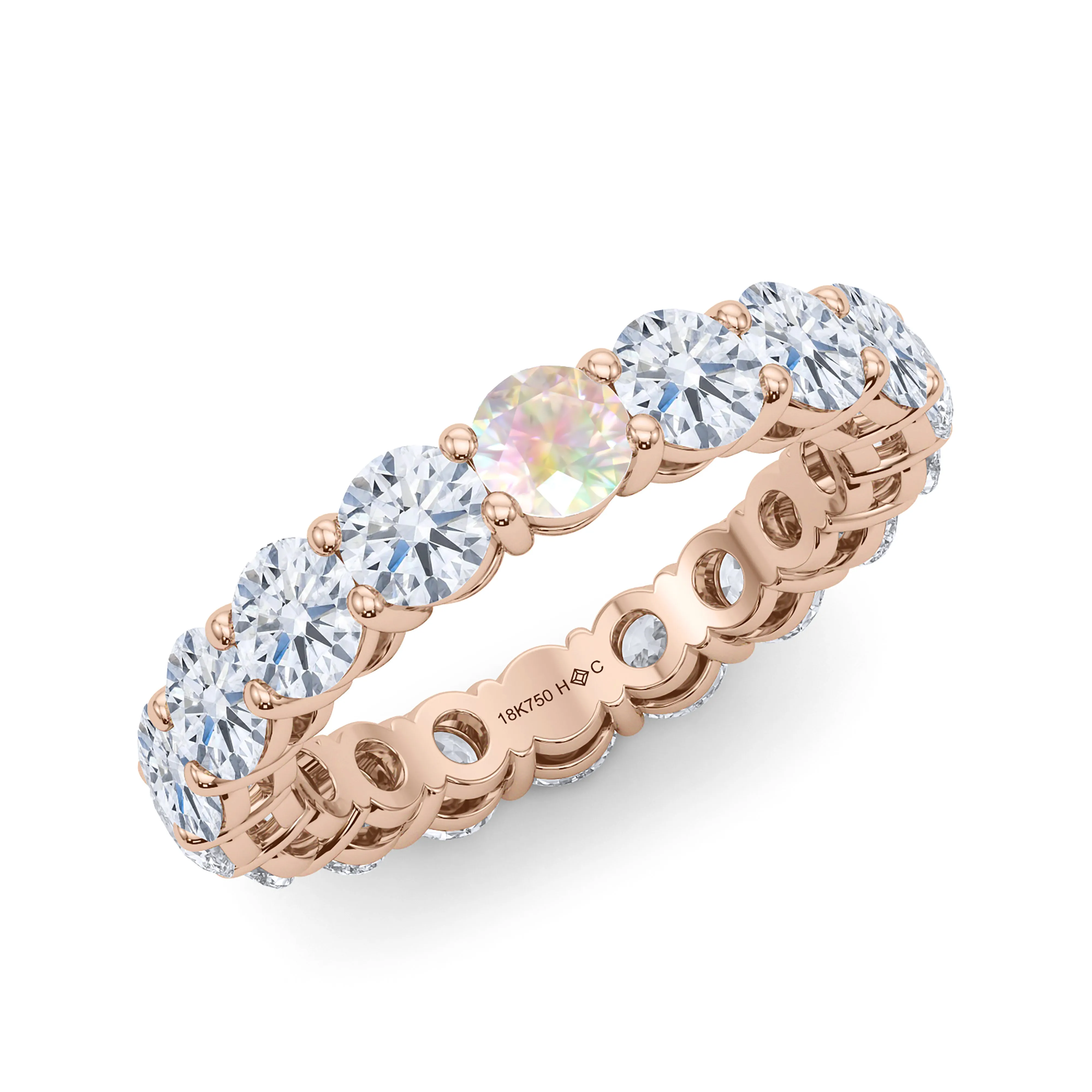 Round Cut Diamond & Birthstone Eternity Band