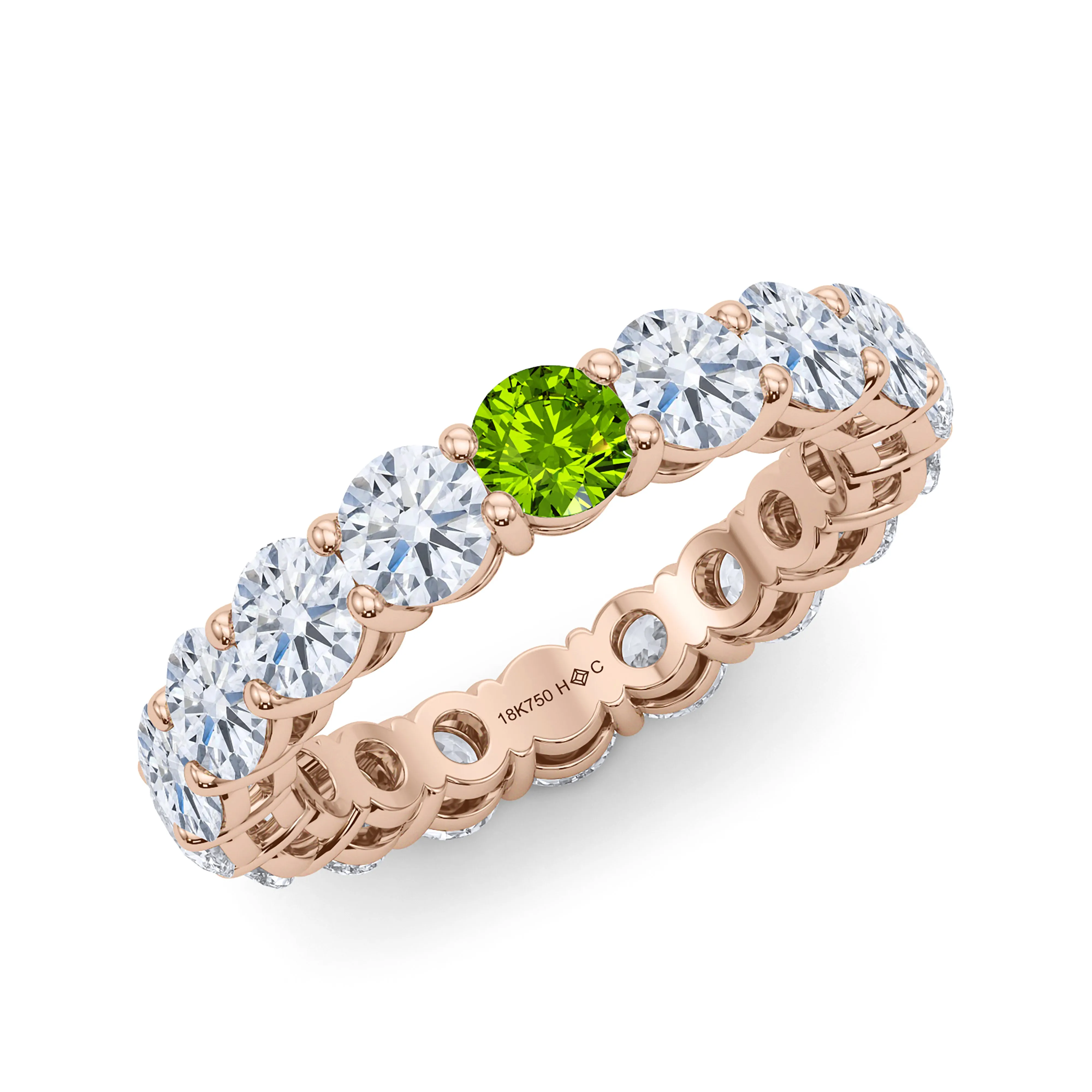 Round Cut Diamond & Birthstone Eternity Band