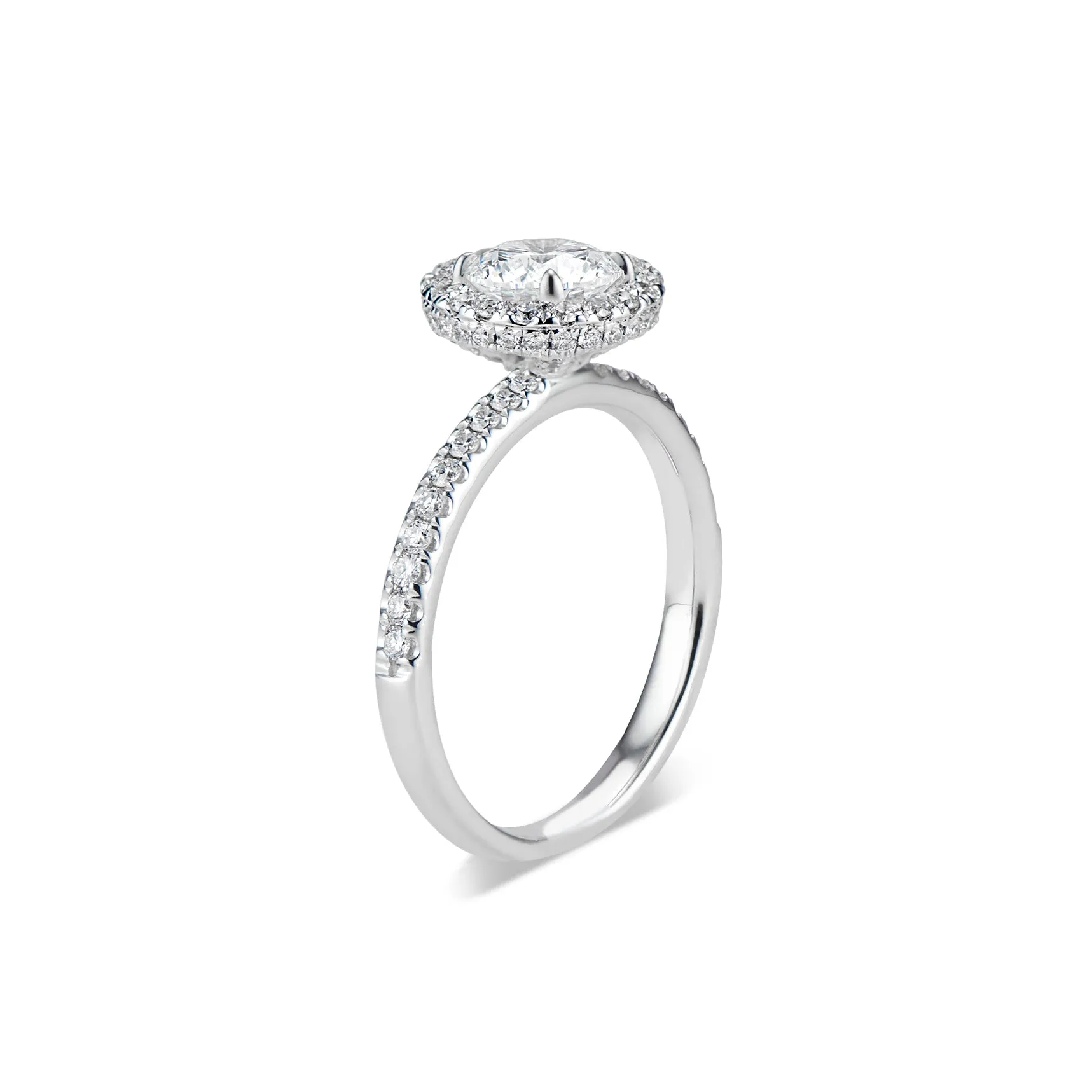 Round Double-Edge Halo Diamond Engagement Ring