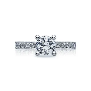 Round Sculpted Crescent Channel Set Engagement Ring