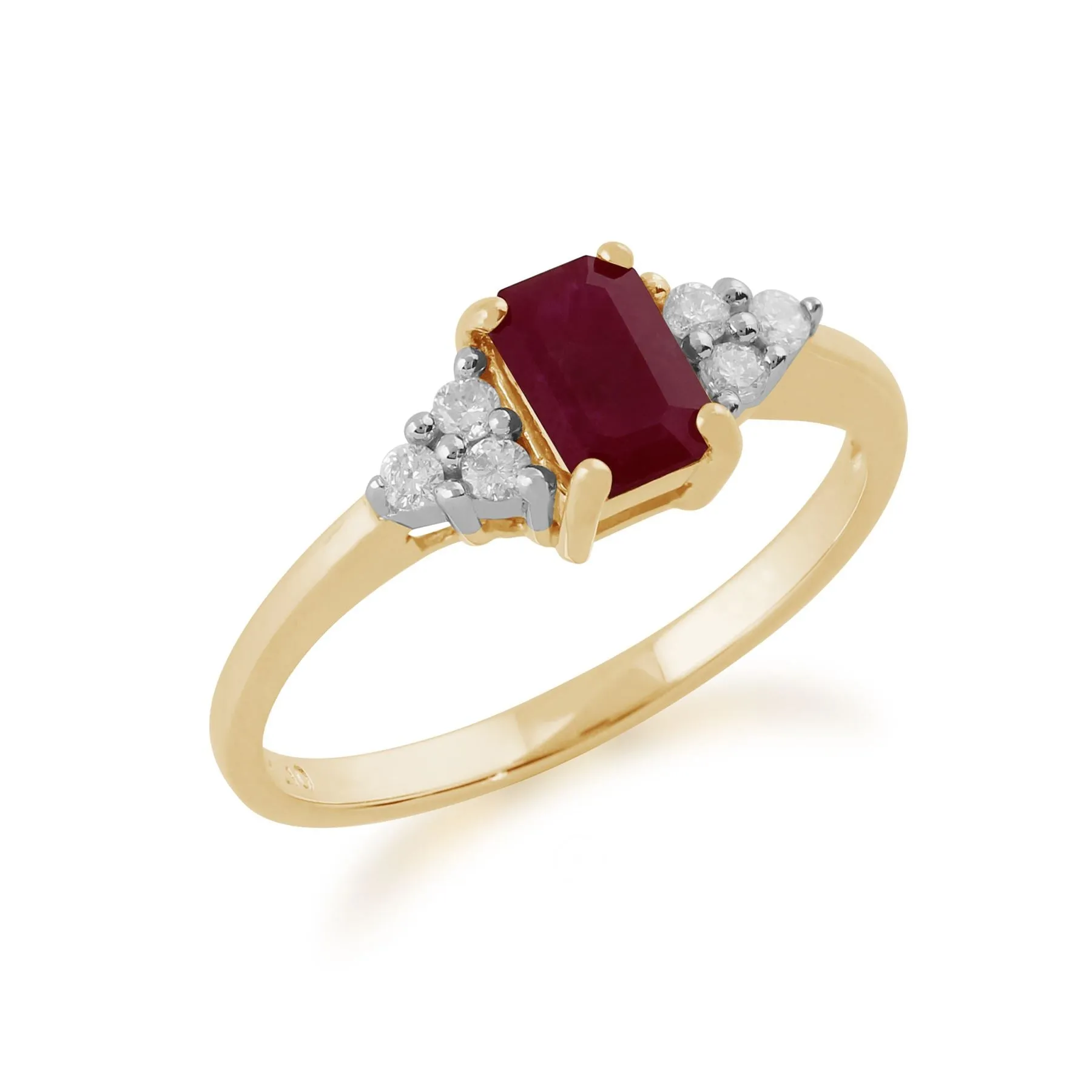 Rubin & Diamant Ring in 9ct Gelb Gold