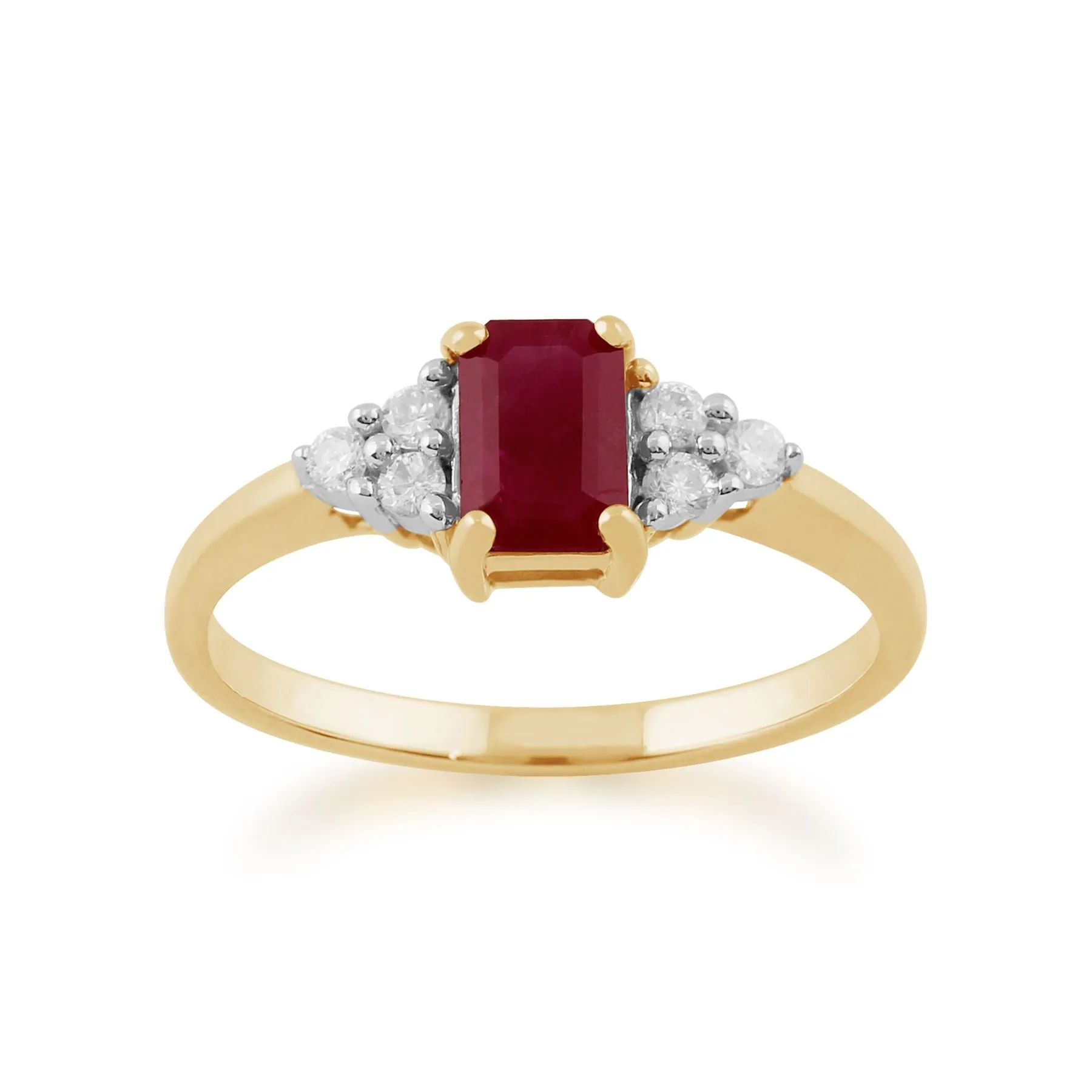 Rubin & Diamant Ring in 9ct Gelb Gold