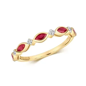 Ruby & Diamond Solid Gold Ring