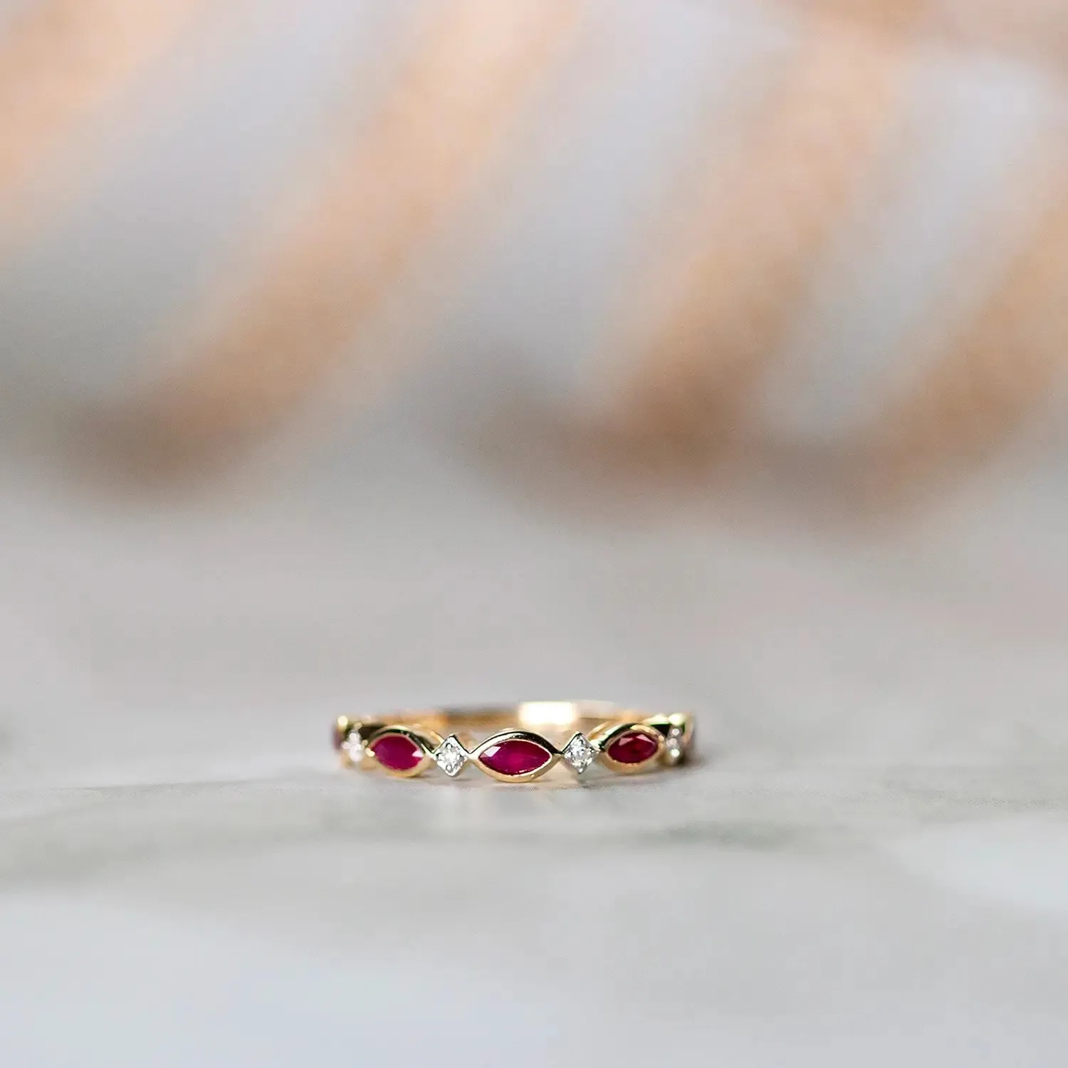 Ruby & Diamond Solid Gold Ring