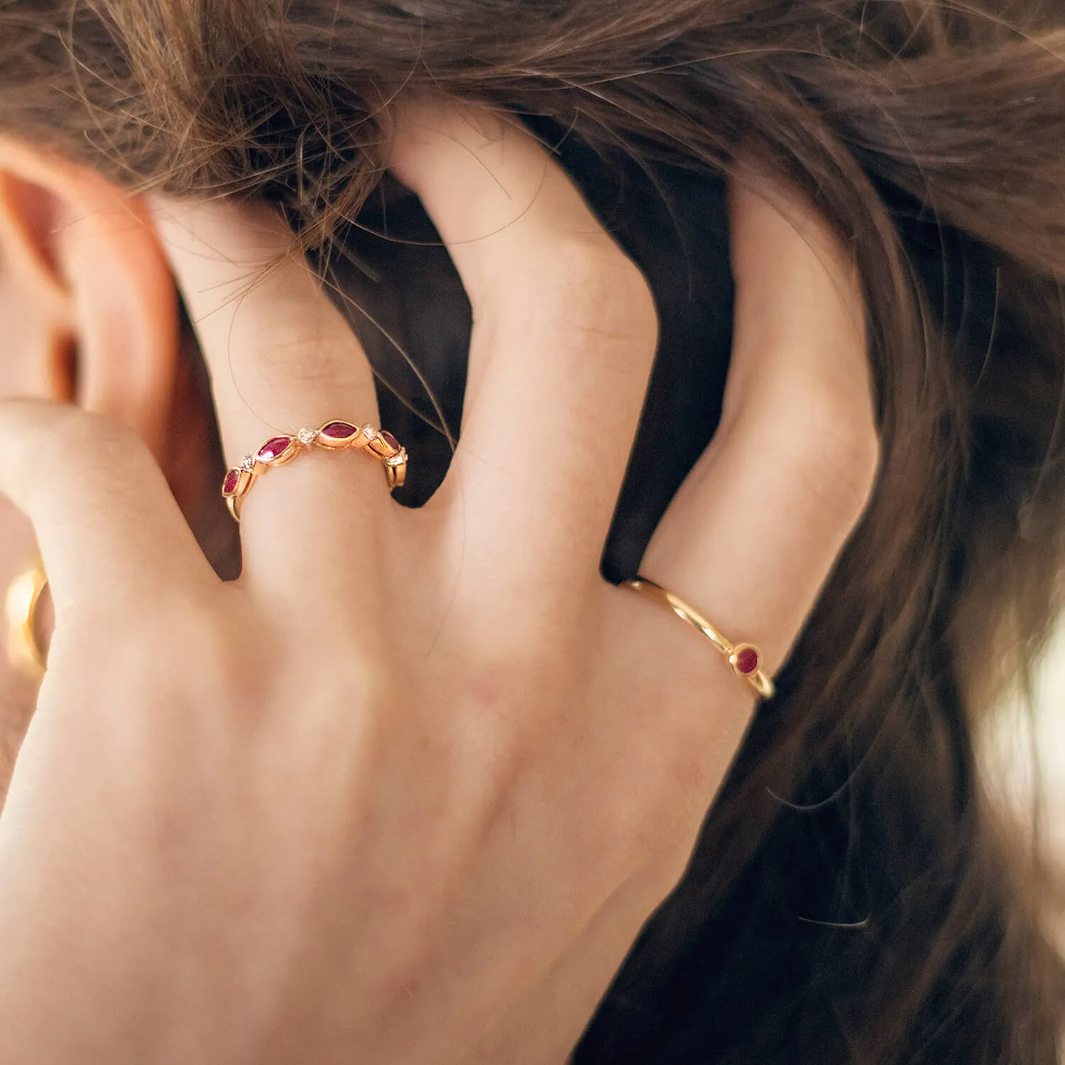 Ruby & Diamond Solid Gold Ring