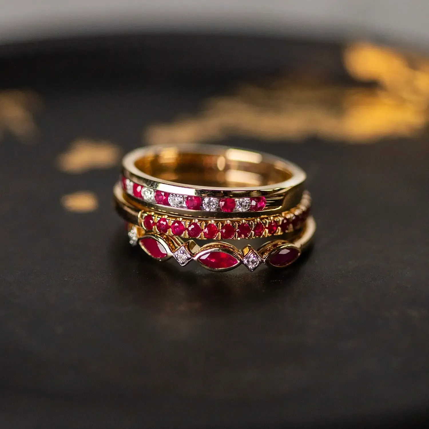 Ruby & Diamond Solid Gold Ring