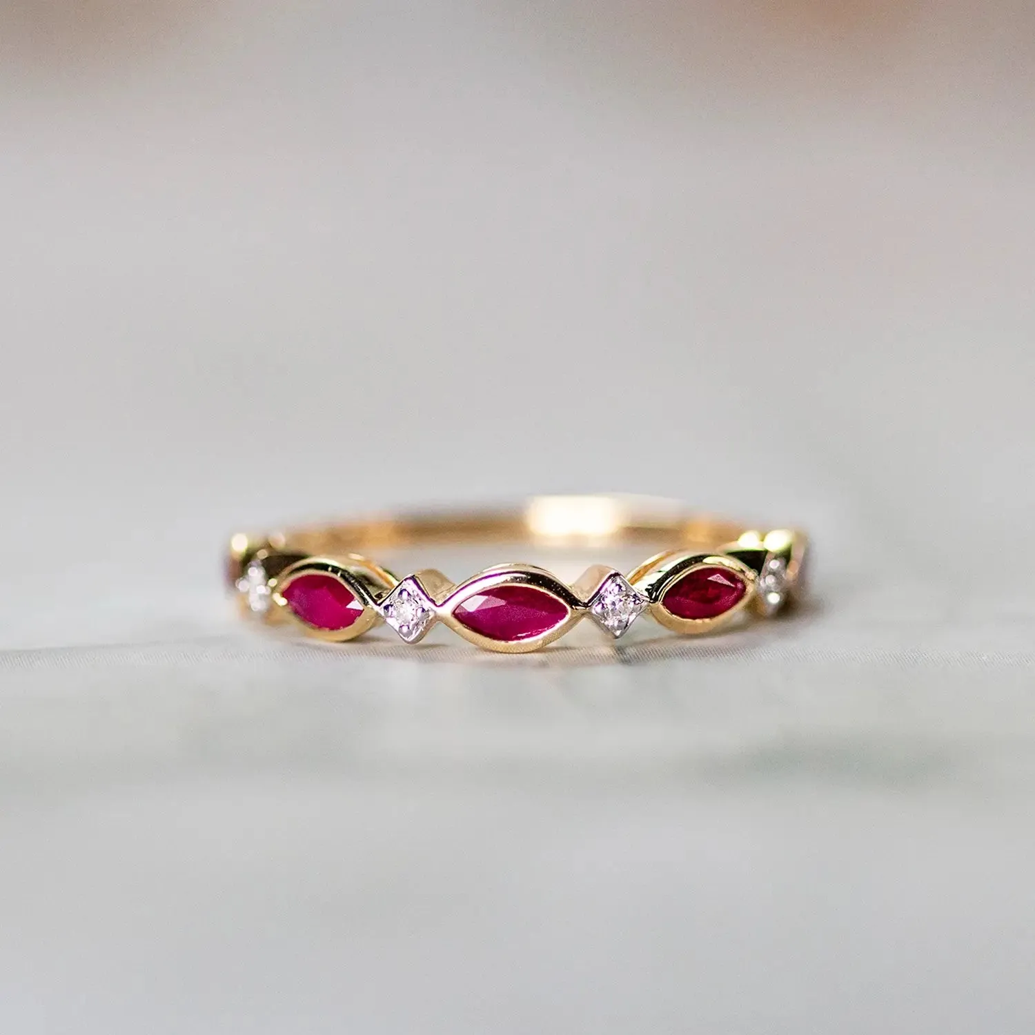 Ruby & Diamond Solid Gold Ring