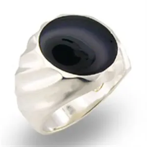 Sculptural Elegance: Sterling Silver Onyx Ring