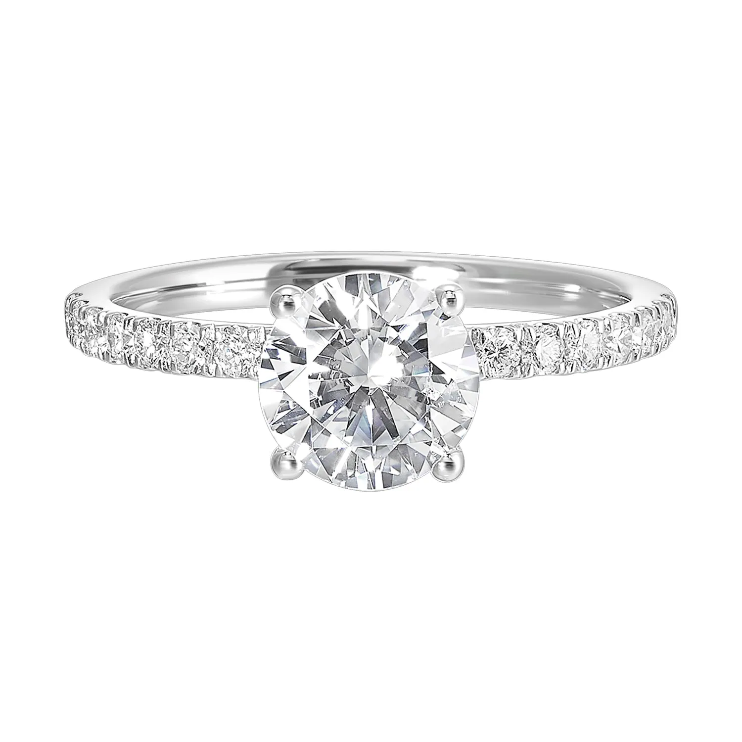 Shine from every angle with this gorgeous round solitaire hidden halo engagement ring. This timeless design offers elegance making it everlasting symbol of your love.