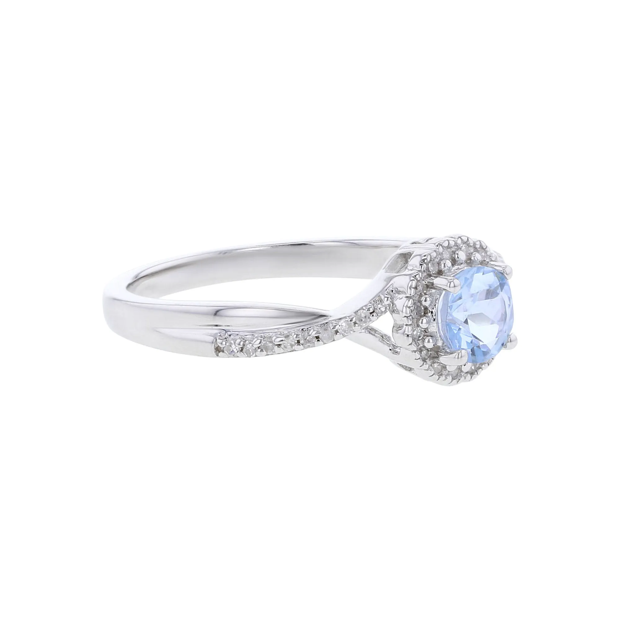 Silver Sweet Treat Aquamarine & Diamond Ring