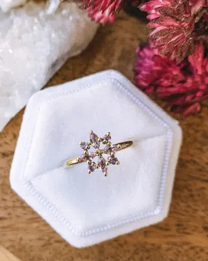 Snowflake Ring with Purple and Pink Sapphire Stones