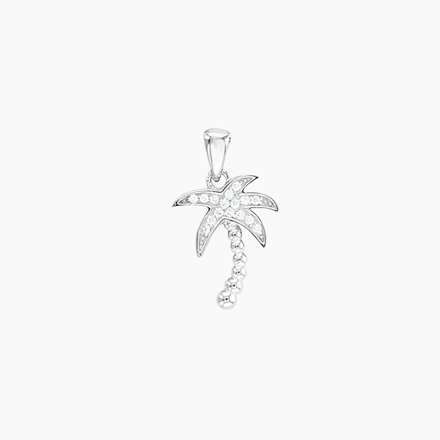 Sterling Silver CZ Palm Tree Adjustable Necklace