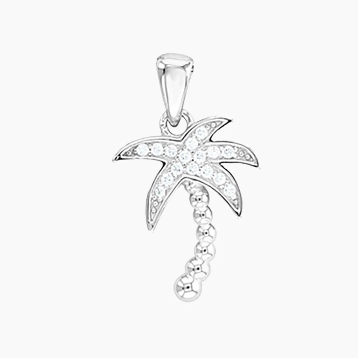 Sterling Silver CZ Palm Tree Adjustable Necklace