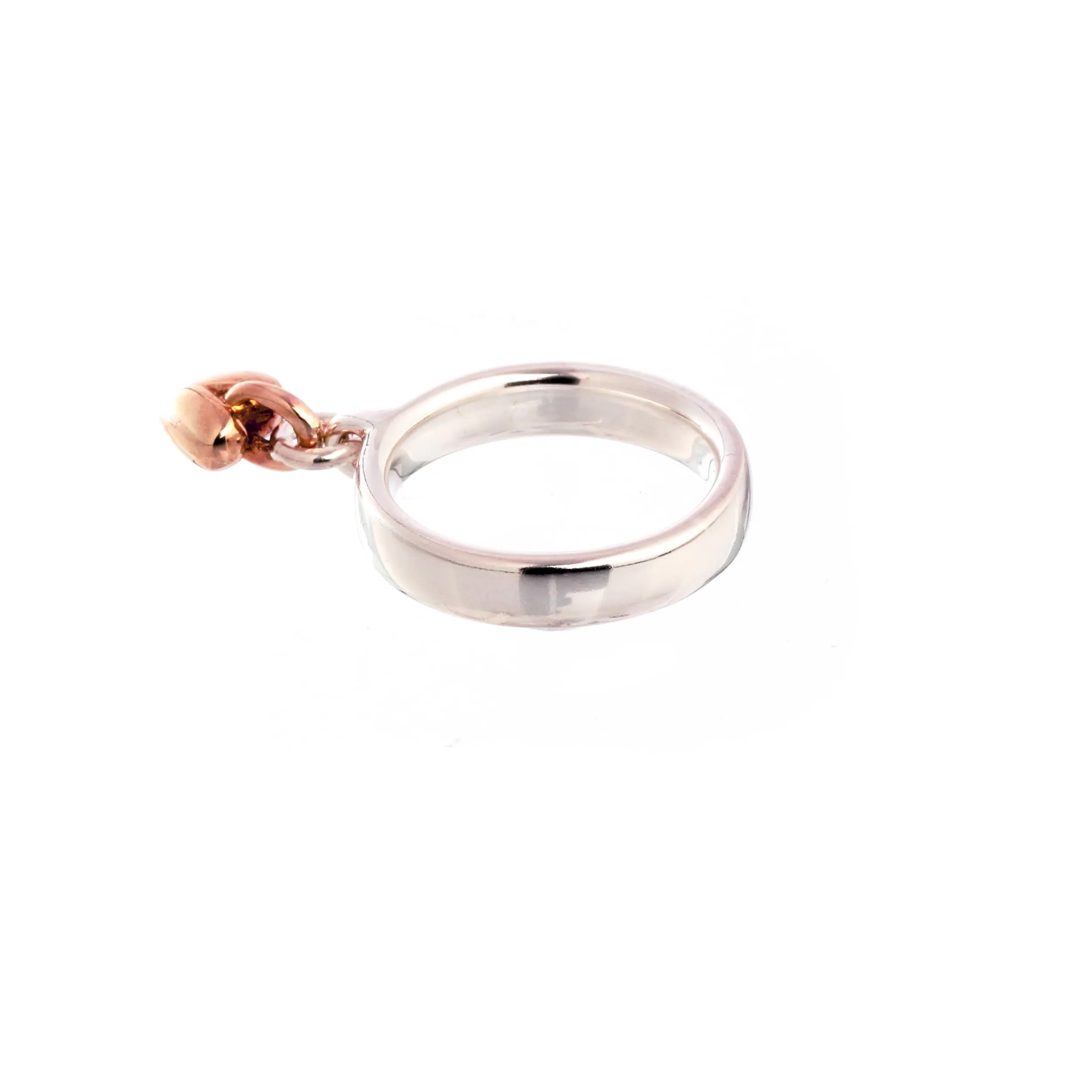 Sweetheart Silver & Rose Gold Charm Ring