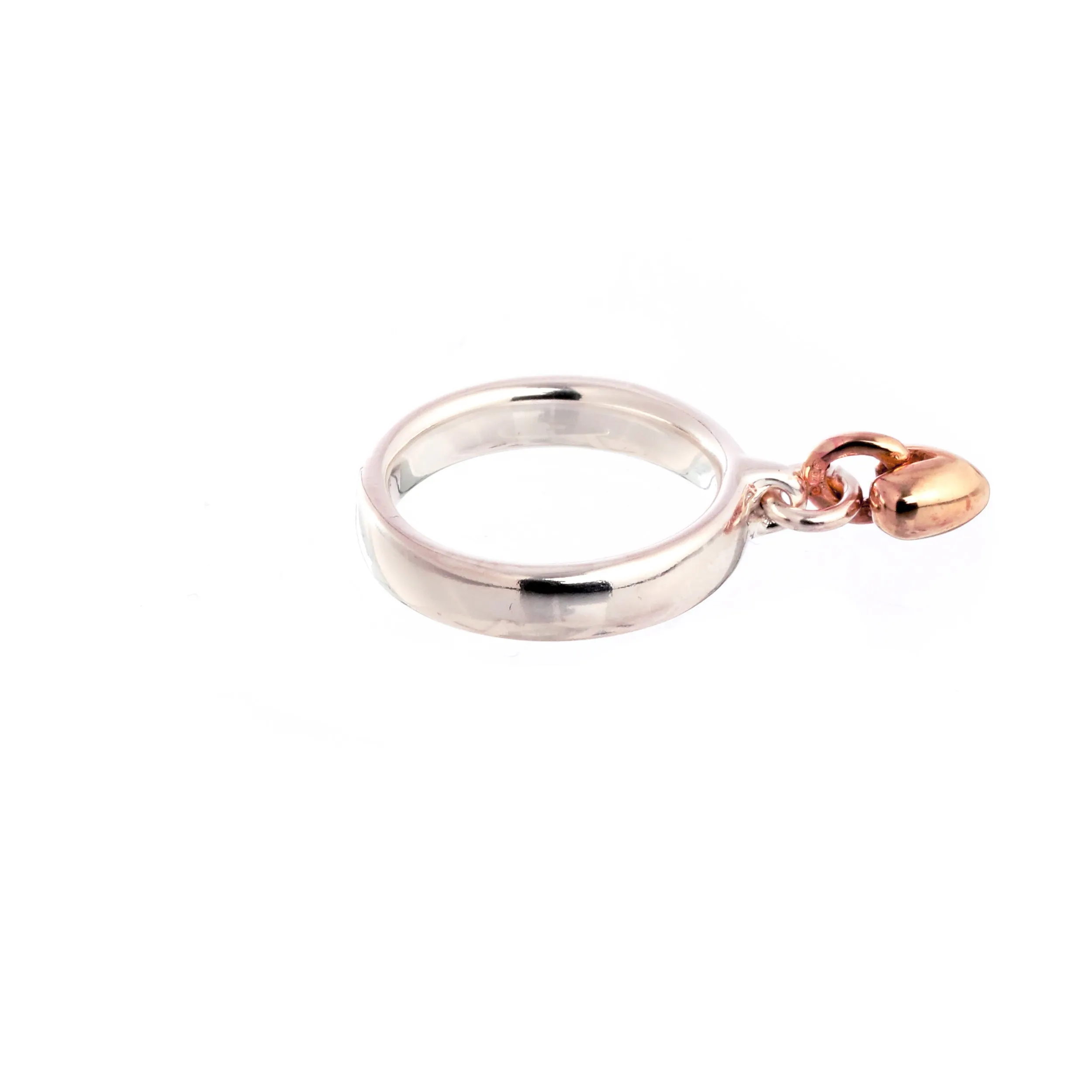 Sweetheart Silver & Rose Gold Charm Ring