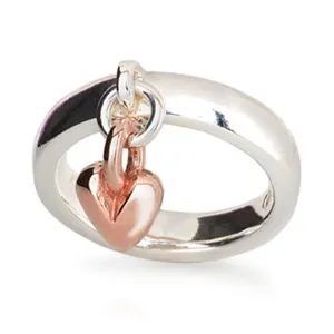 Sweetheart Silver & Rose Gold Charm Ring