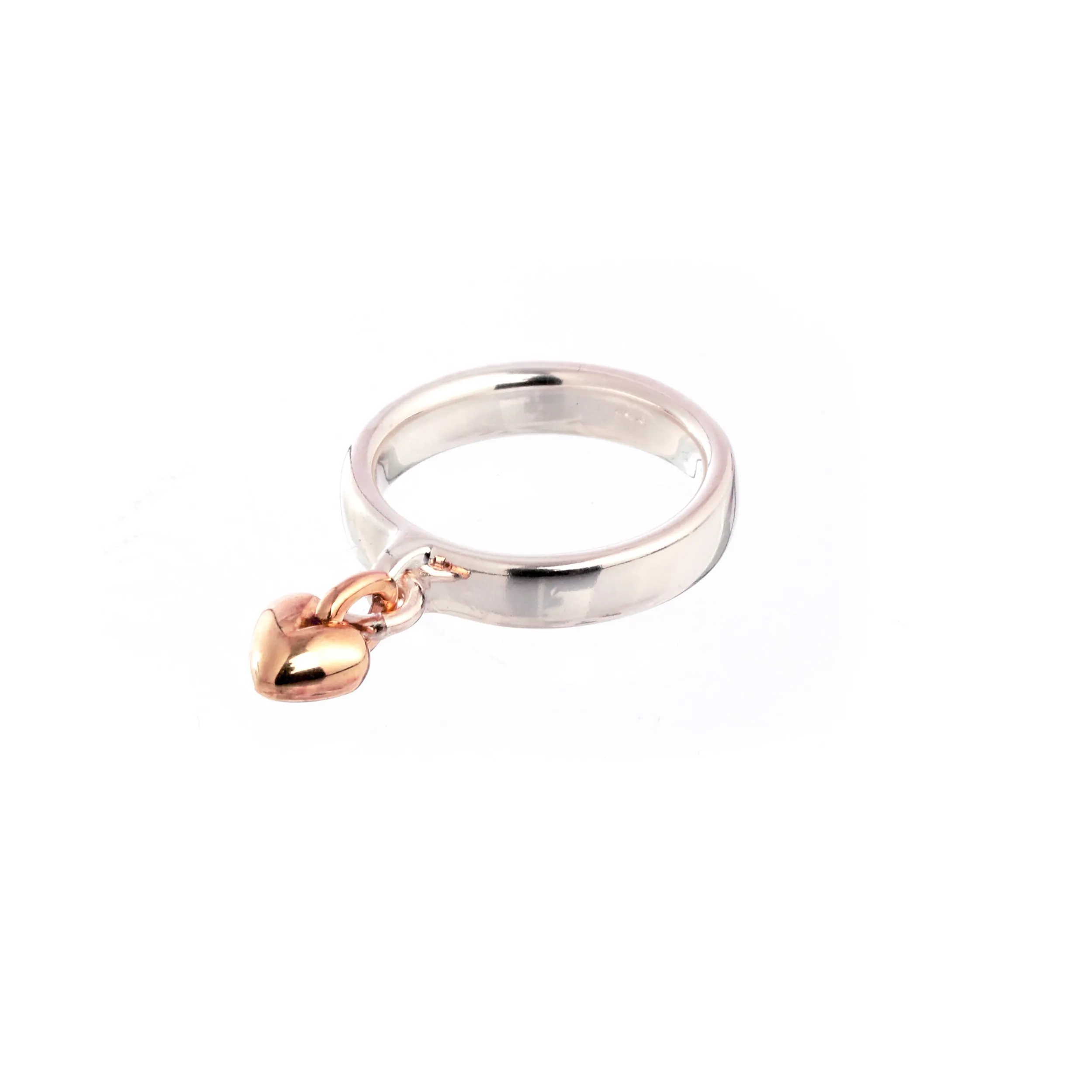 Sweetheart Silver & Rose Gold Charm Ring