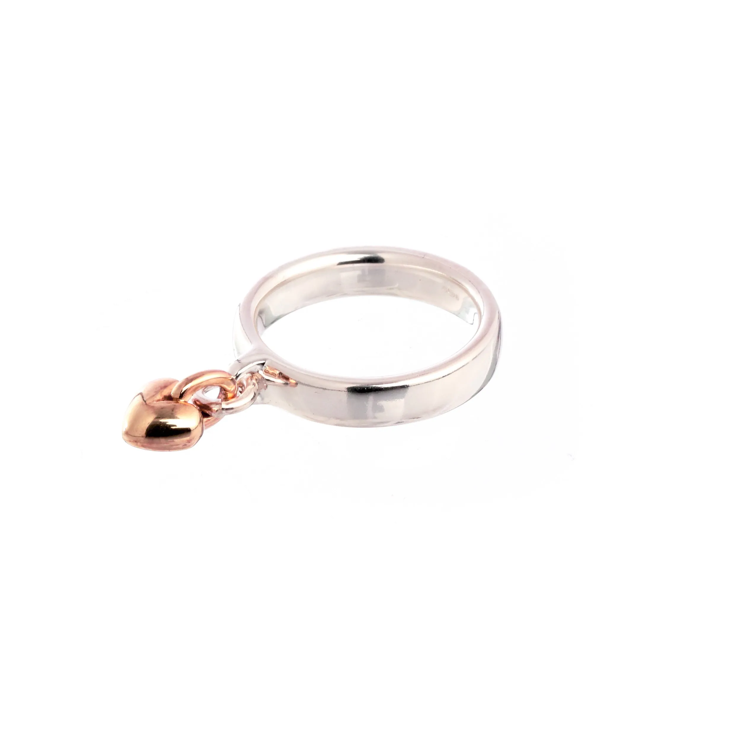 Sweetheart Silver & Rose Gold Charm Ring