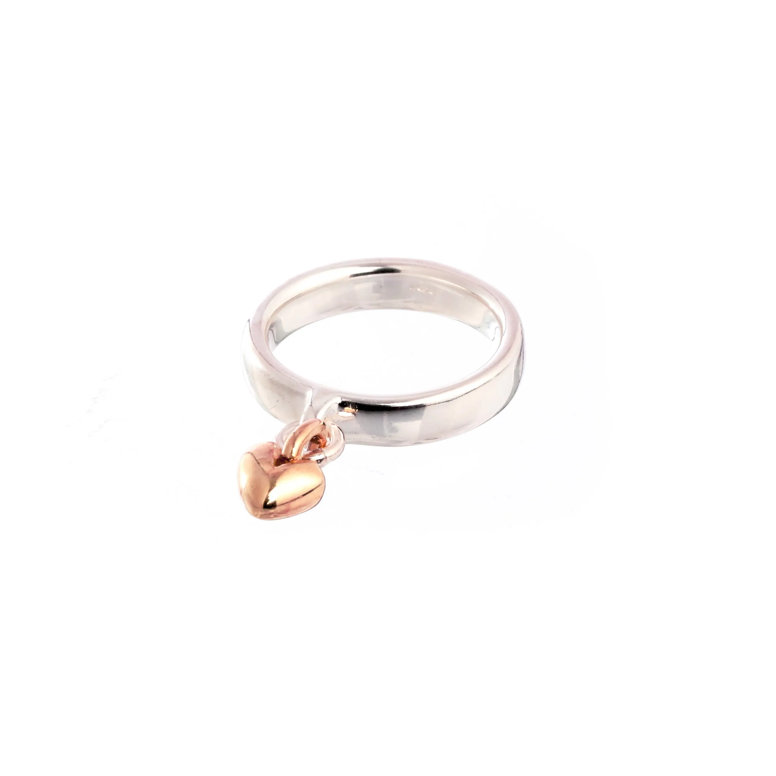 Sweetheart Silver & Rose Gold Charm Ring