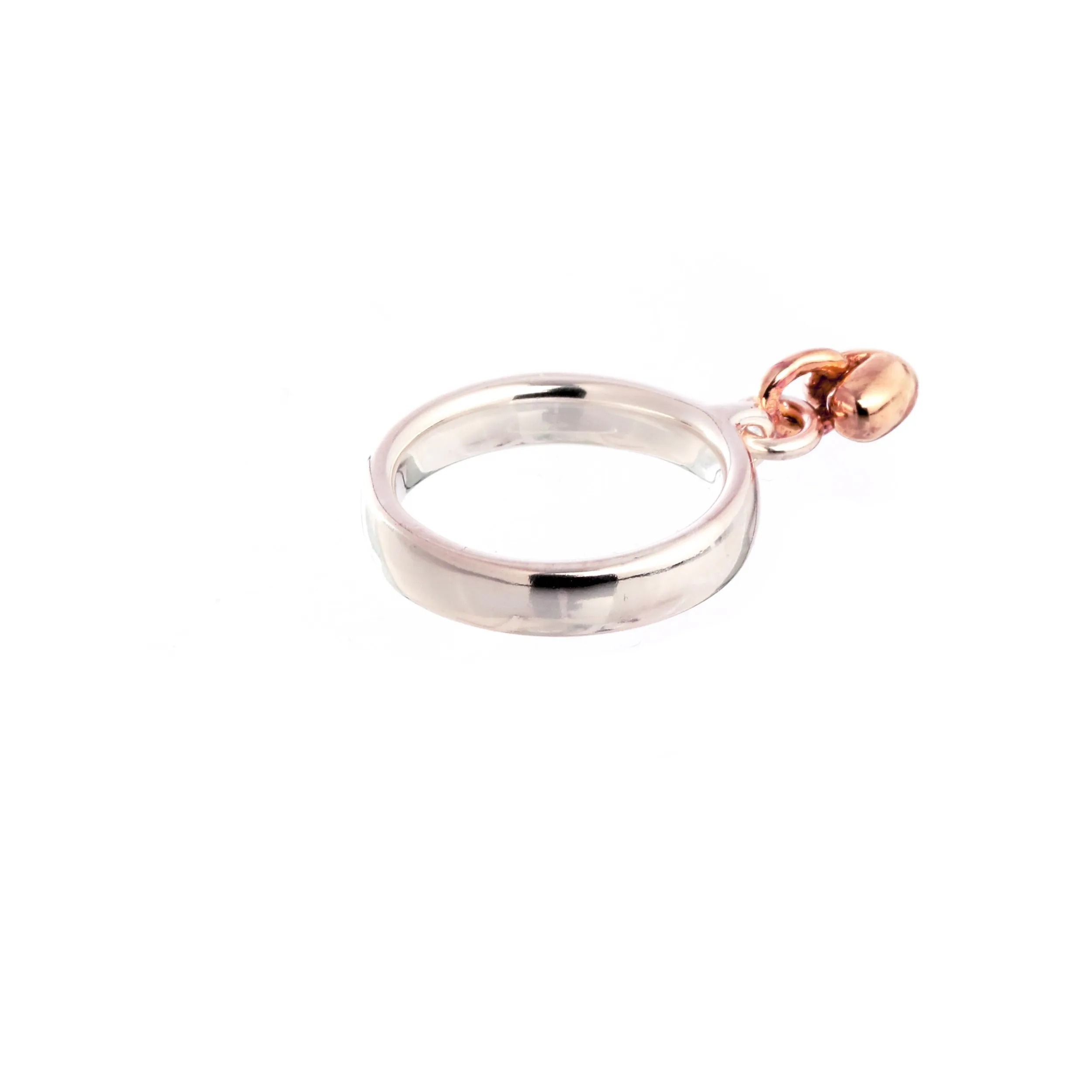 Sweetheart Silver & Rose Gold Charm Ring