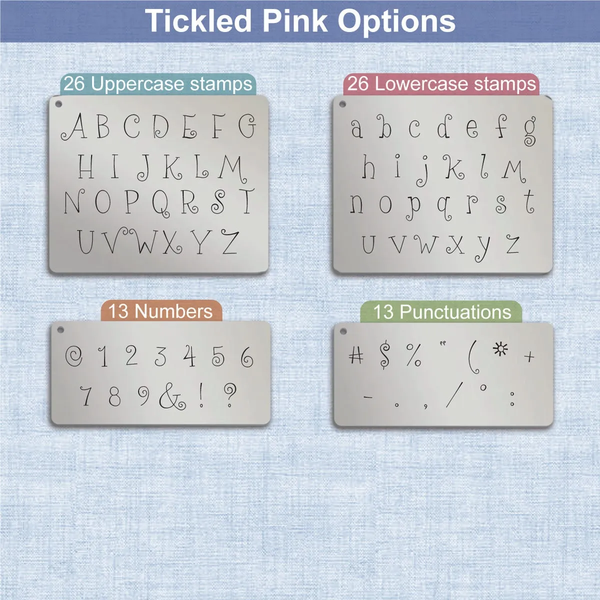 Tickled Pink Metal Stamps, complete Alphabet.