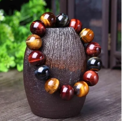 Tiger Eye Bracelet Natural Crystal Stone Buddha Bead Bracelet Semi-precious stone