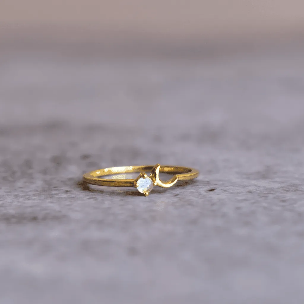 Timeless Crescent - Moonstone Ring