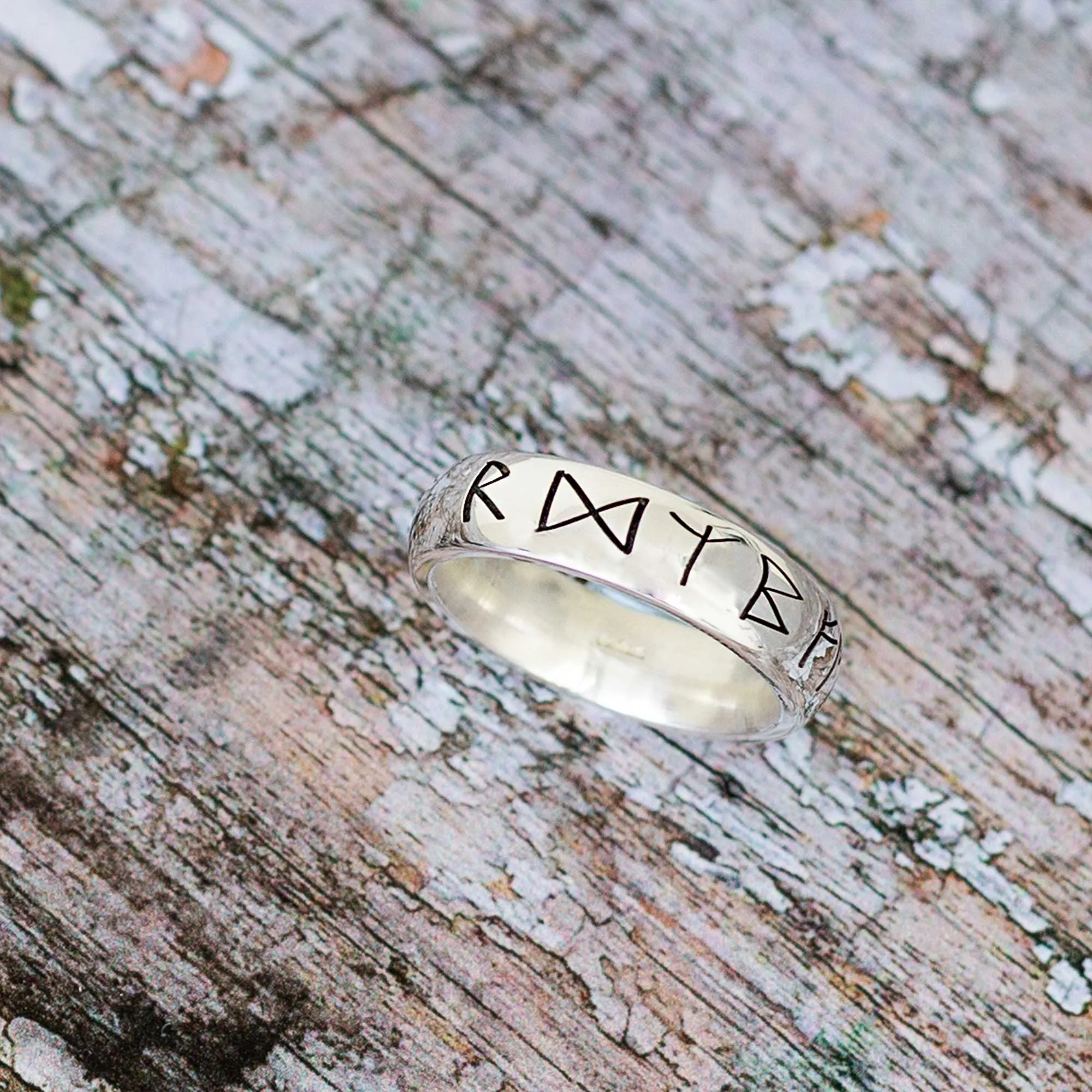 Viking Travel Rune Silver Band Ring