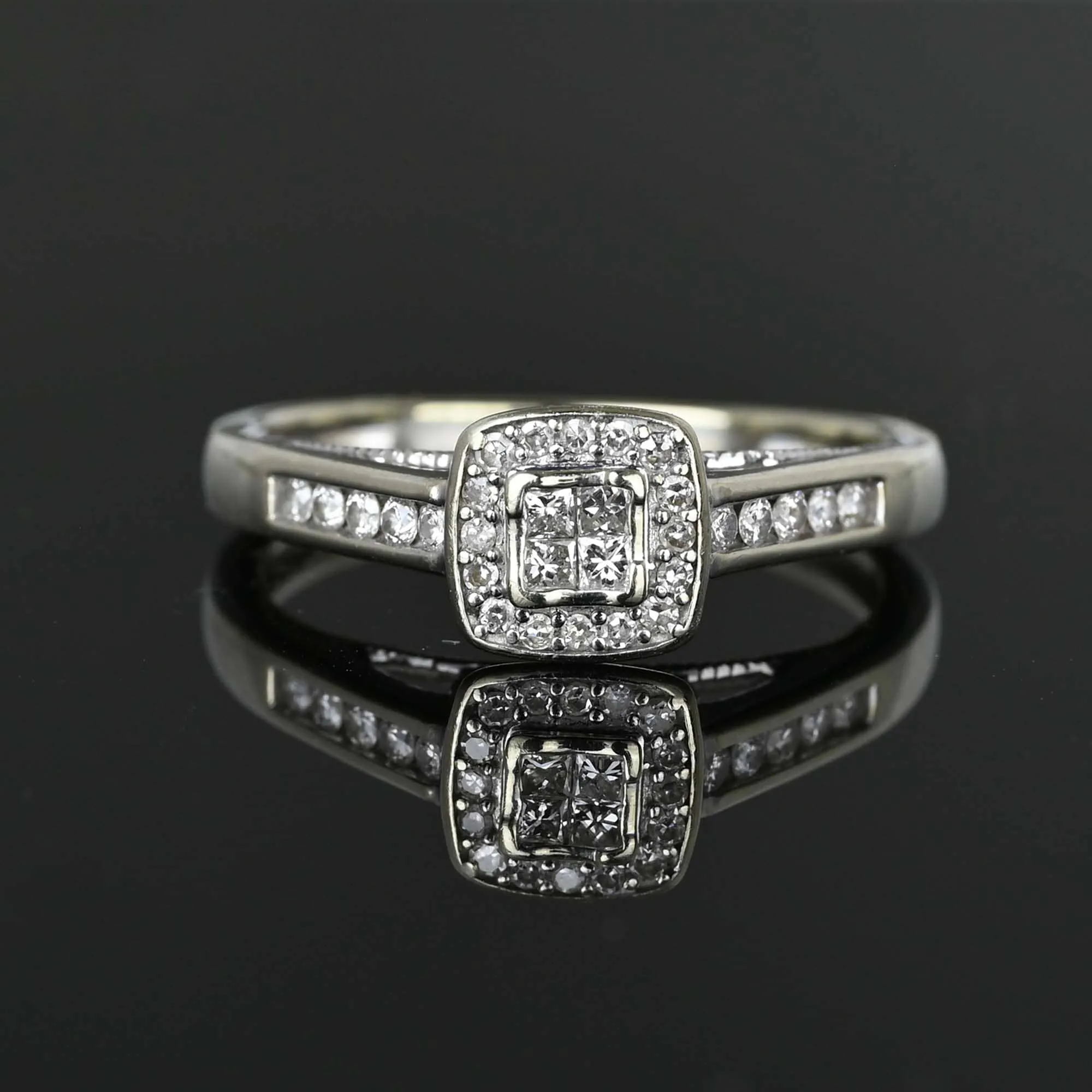 Vintage 14K White Gold Princess Cut Diamond Ring