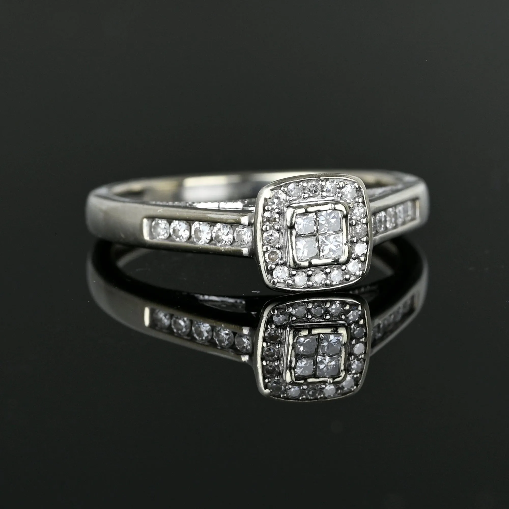 Vintage 14K White Gold Princess Cut Diamond Ring