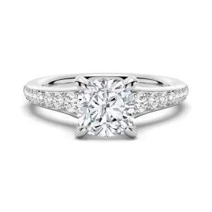 Vintage Cushion Cut Moissanite Engagement Ring With Graduated Band