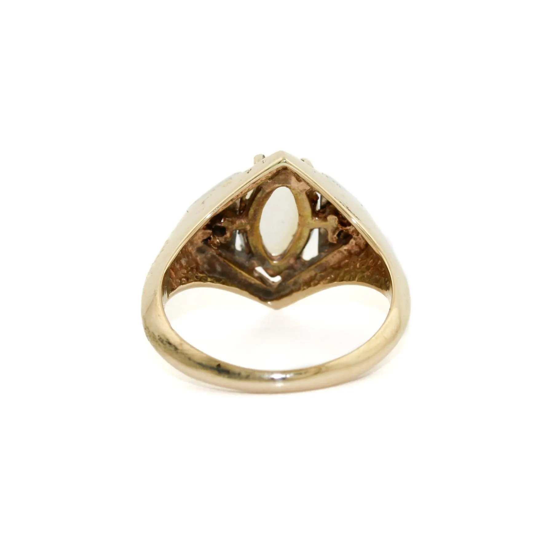 Vintage Moon Stone x Diamond 14k Gold Ring