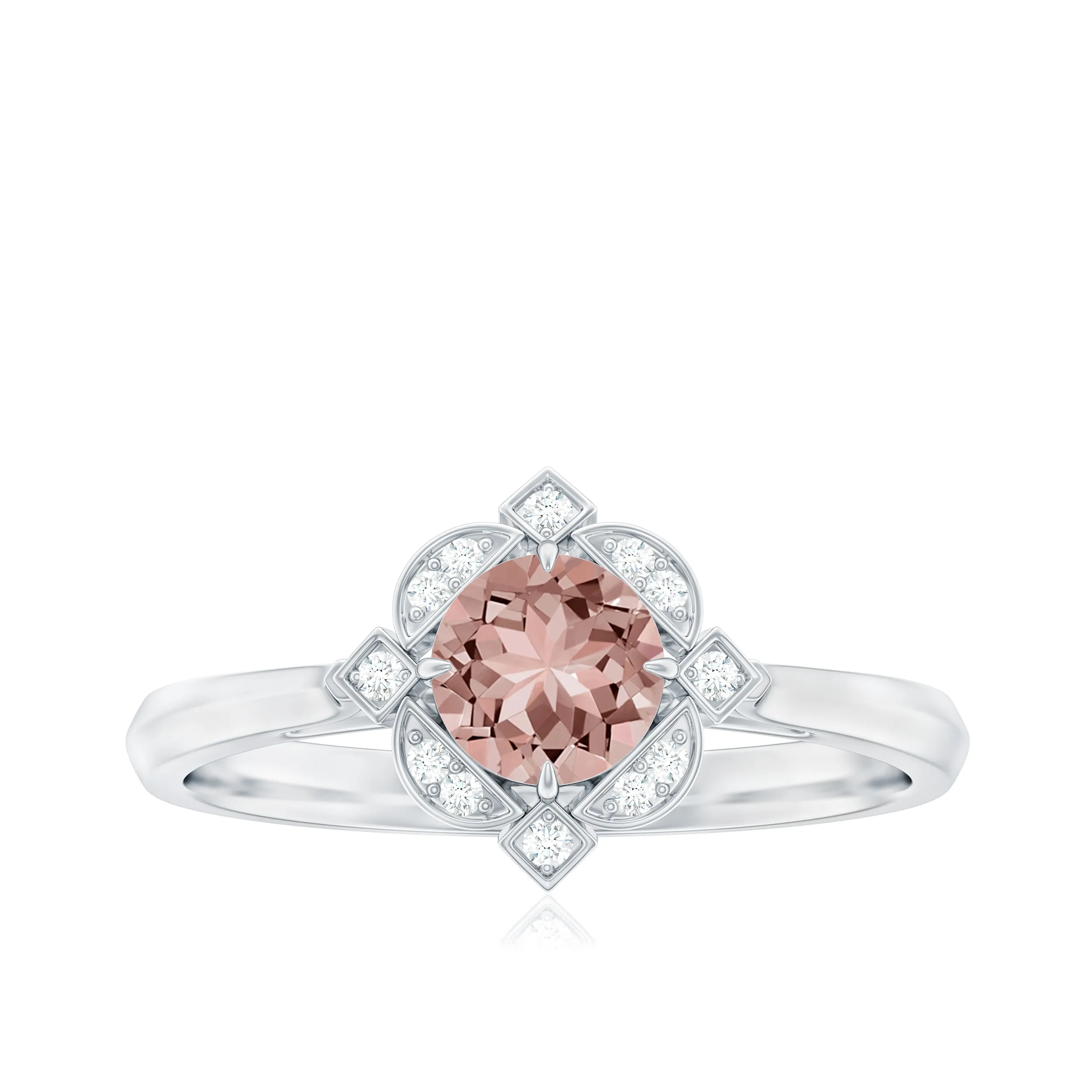 Vintage Style Morganite Engagement Ring with Diamond