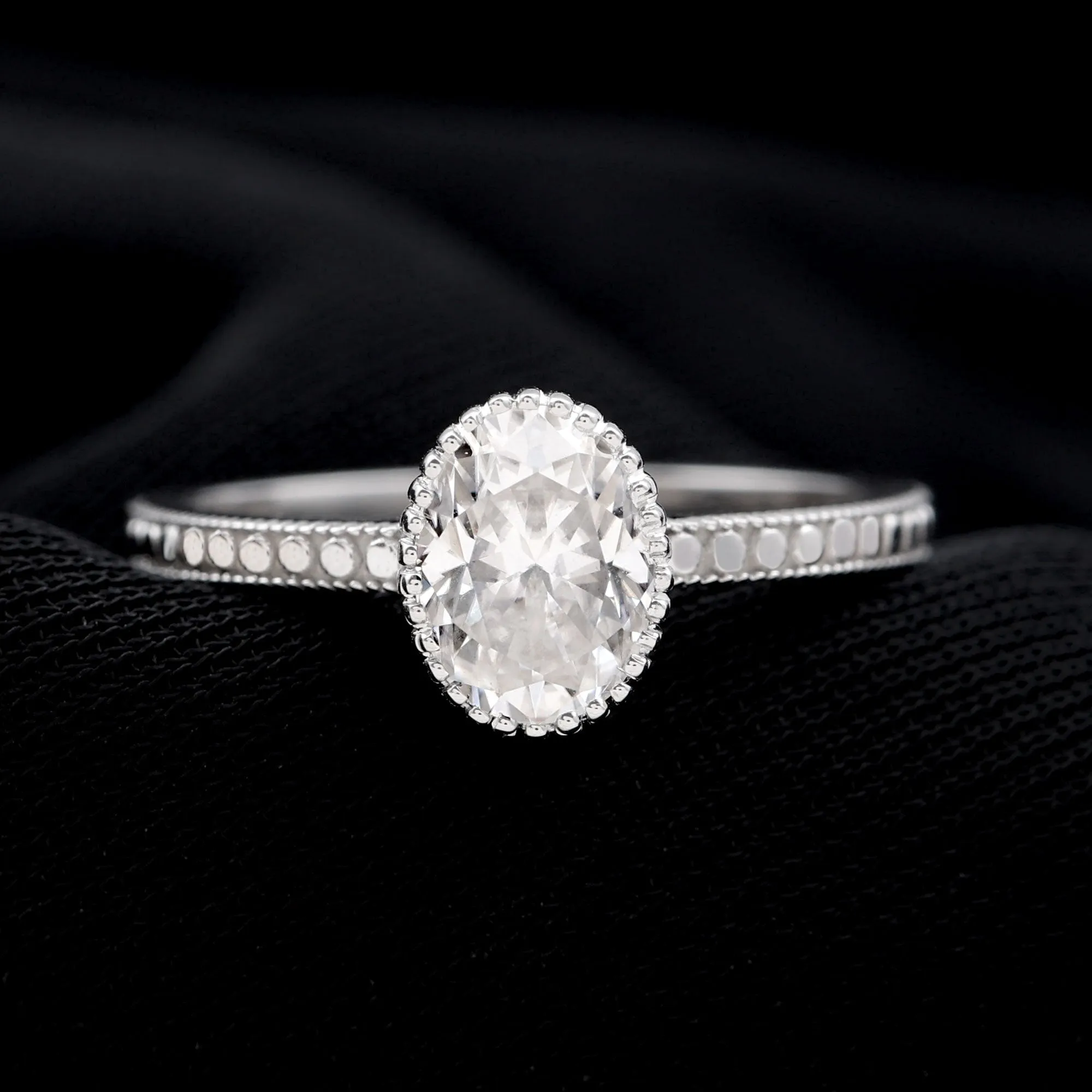 Vintage Style Oval Shape Lab Grown Diamond Solitaire Engagement Ring