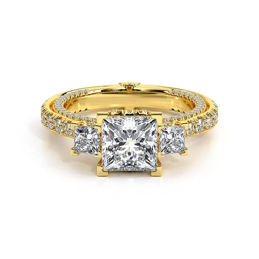 Vintage Two-Tone Three Stone Princess Cut Moissanite Engagement Ring