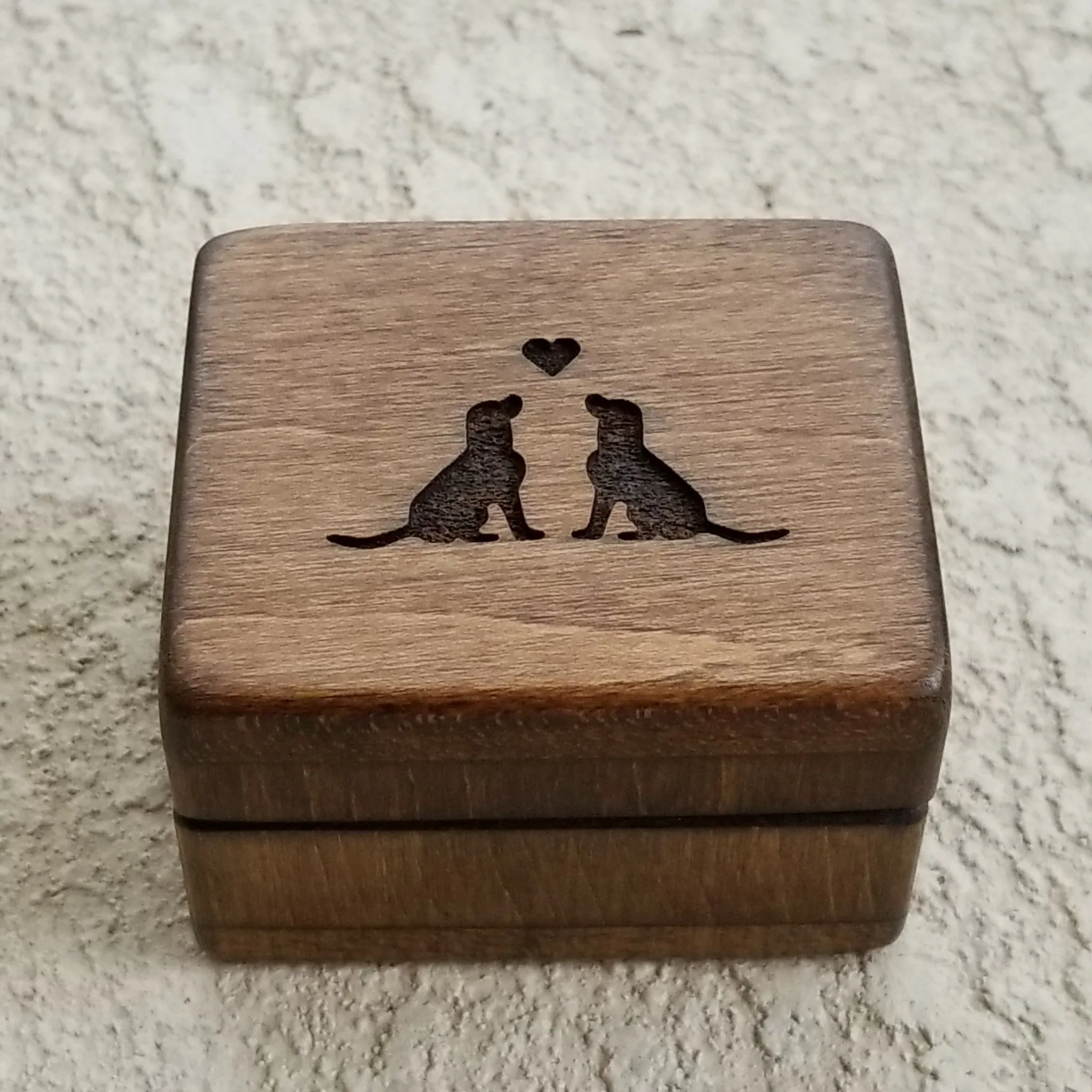 Wooden Ring box with labradors, personalized, monogrammed