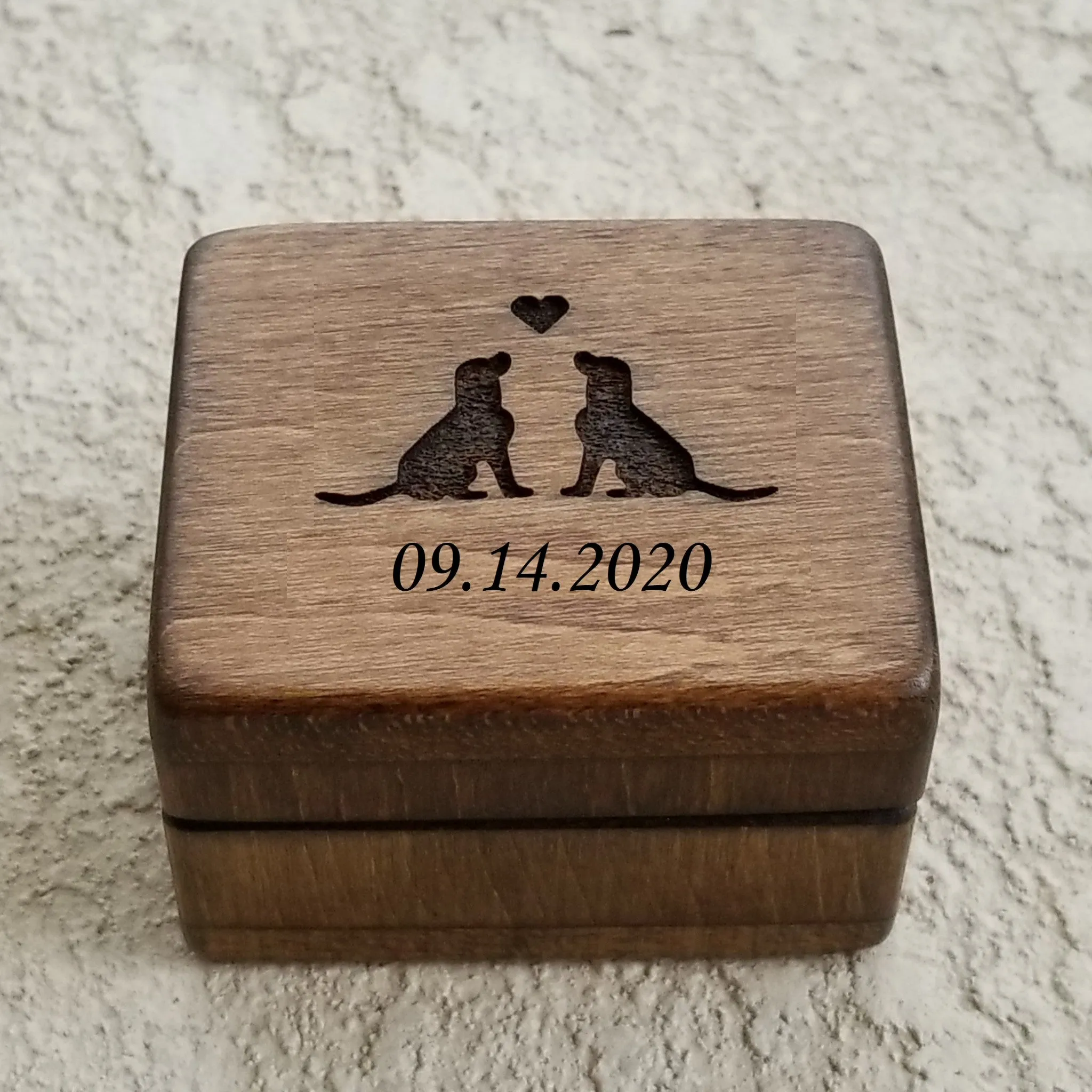 Wooden Ring box with labradors, personalized, monogrammed